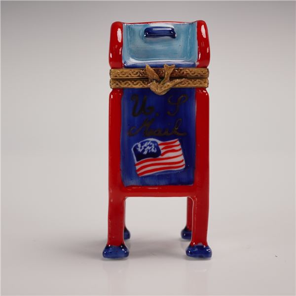 Limoges Porcelain Trinket Box, U.S. Mailbox