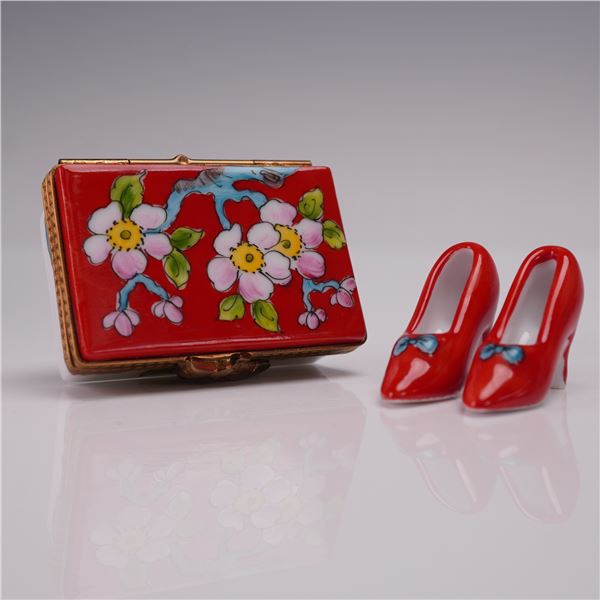 Rochard Limoges Miniature Porcelain Paris Shoe Box