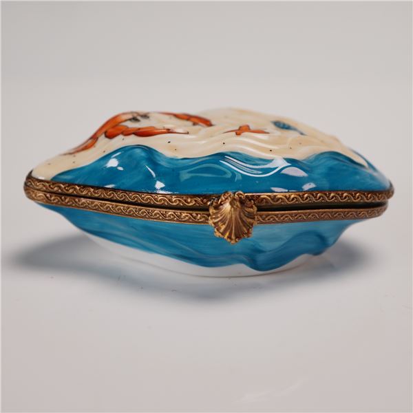 The Cottage Shop Limoges Porcelain Seaside Box with Mermaid