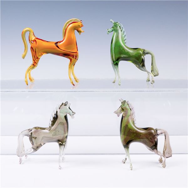 4pc Hand-Blown Glass Horse Figurines