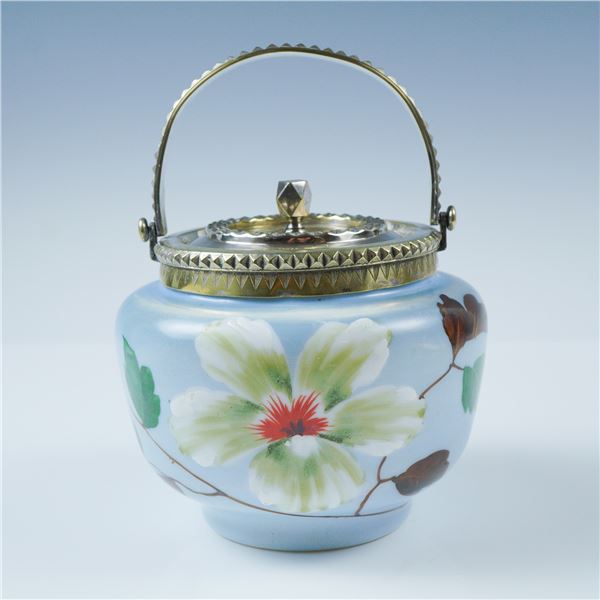 Victorian Satin Glass Biscuit Jar with Lid
