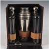 Image 1 : Vintage Travel Bar Set with Shaker and Flasks in Leather Case