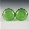 Image 4 : Pair of Apple Green Etched and Cut Glass Decanters with Stoppers