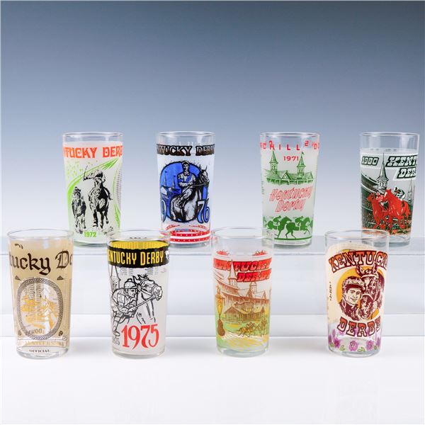 8pc Vintage Kentucky Derby Collector Glasses
