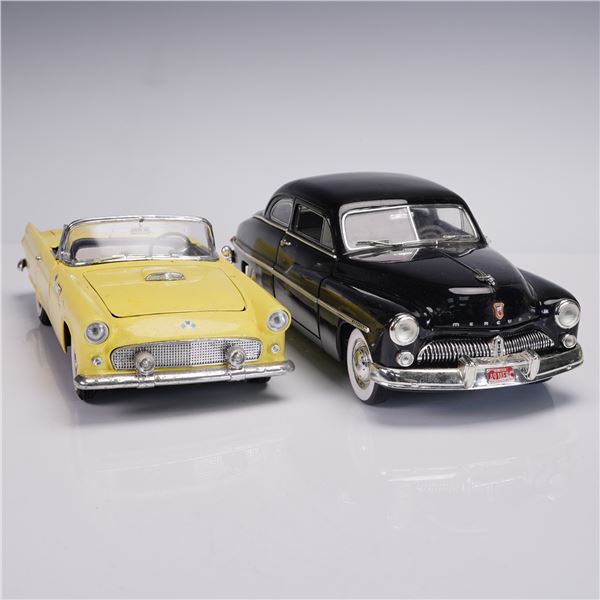 2pc Diecast Classic Cars 1955 Ford Thunderbird & 1949 Mercury Coupe