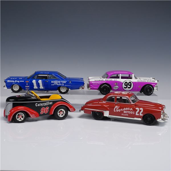 4pc Die Cast Toy Race Car Lot with Vintage Sponsor Art