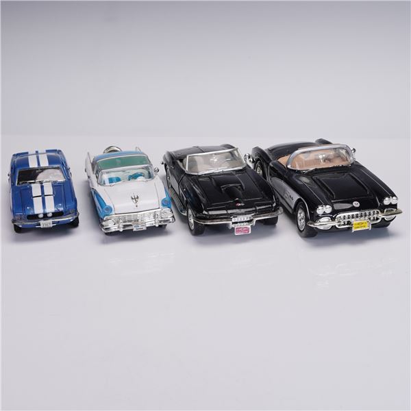 4pc. Die-Cast Model Cars Shelby GT-500, Ford Fairlane & Corvettes