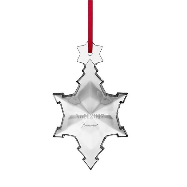 Baccarat Crystal Clear 2017 Noel Christmas Tree Ornament, Sealed Box