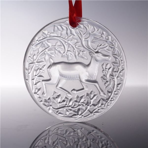Lalique Crystal Tree Ornament Reindeer Christmas 1997