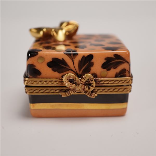 Limoges France Peint Main Square Treasure Box with Lingerie Miniature