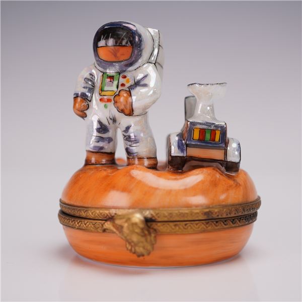 Limoges Porcelain Box, Astronaut on Planet with Rover