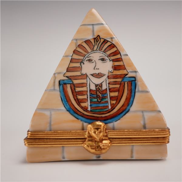 Marquise de Pompadour Limoges Porcelain Egyptian Pyramid Keepsake Box