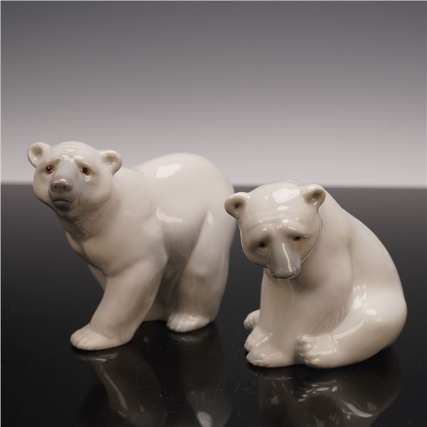 2pc Lladro Porcelain Figurines, Polar Bears