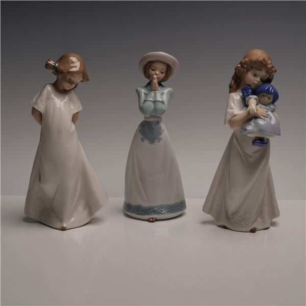 3pc Nao by Lladro Figurines So Shy Sunday Best and We're Sleepy
