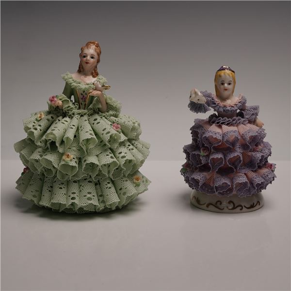2pc Irish Dresden Porcelain Figurines Lady of Peace and Babette