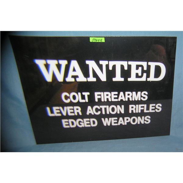 Wanted Colt firearms retro style advertising sign