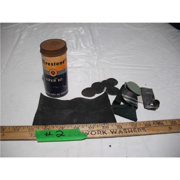 Vintage firestone tire repair kit with patches