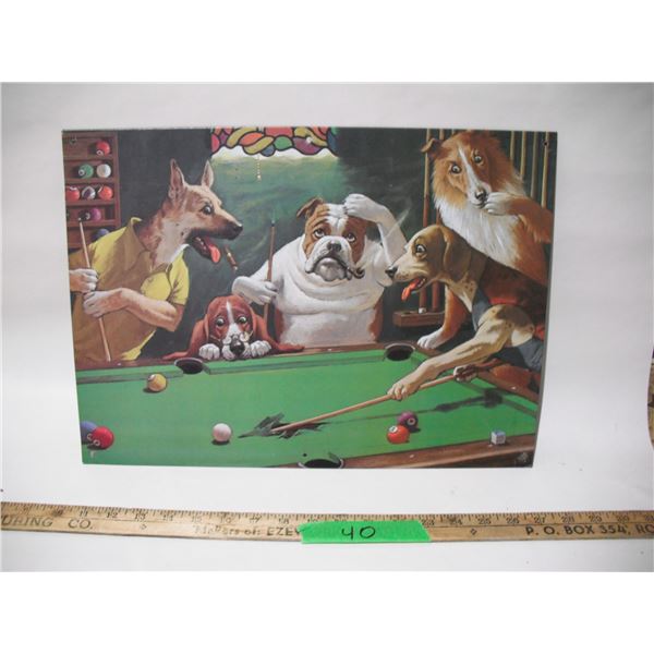 Dogs playing pool tin sign (12.5x17.5 in)