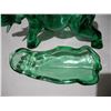 Image 13 : Rare uranium green glass elephant candy dish- chip on top, small repair to tusk) (7x14 in long)