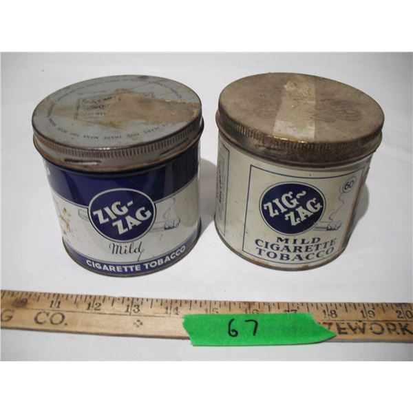 2 zig zag tobacco tins
