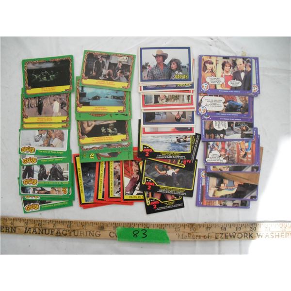 Grease, return of the jedi, jaws, raiders of the lord, dallas, mark and mindy trading cards