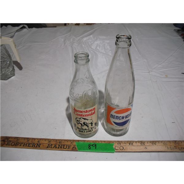 Buffalo city 1883-1983 coca cola bottle+ russian 1981 pepsi bottle