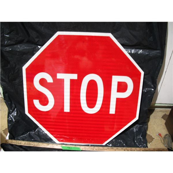 Unused aluminium reflection stop sign (23x 23)