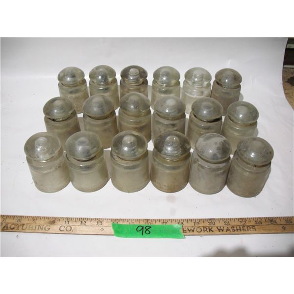 18 clear glass insulators