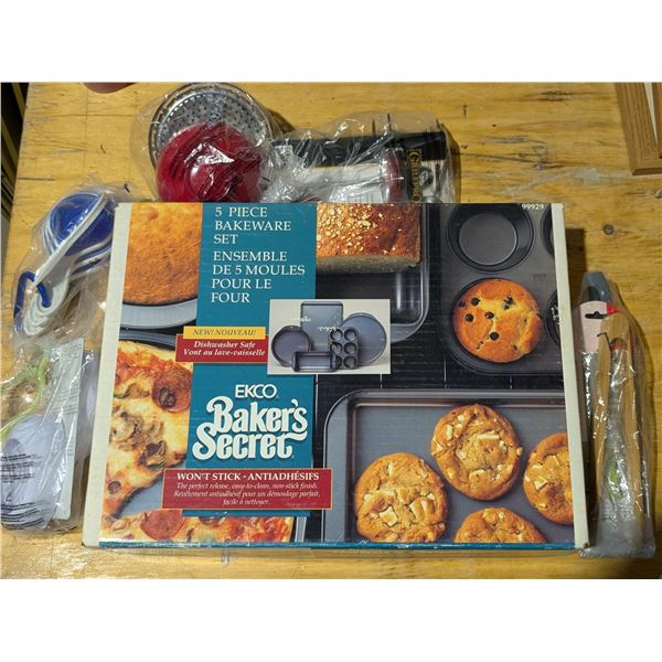 Lot of Baking/Cooking Tools (Cookie Tray, Egg slicer, Measuring Cups, Tongs, and etc.)