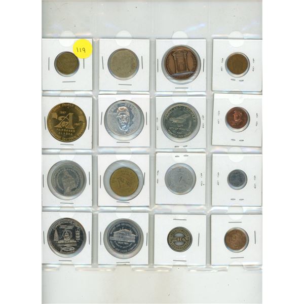 Sheet of Tokens/Medal/Foreign Coins. (16 Coins)