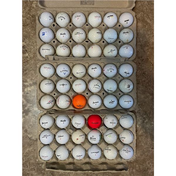 54 Quality golf balls packed into 3 x 18 count egg cartons.