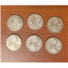 Image 1 : Lot of 6 Canadian Silver quarters from 1930s to 1940s.