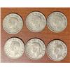 Image 2 : Lot of 6 Canadian Silver quarters from 1930s to 1940s.