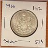 Image 1 : 1966 Canadian Silver 50 cent coin.