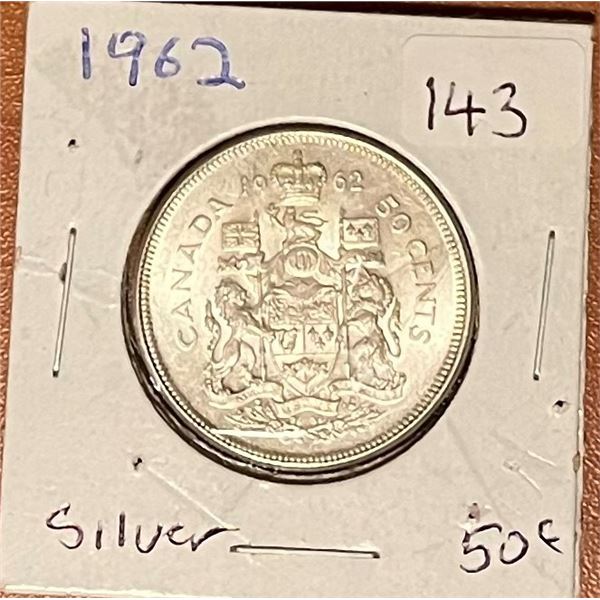 1962 Canadian Silver 50 cent coin.
