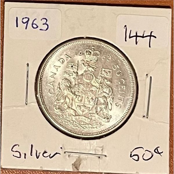 1963 Canadian Silver 50 cent coin.