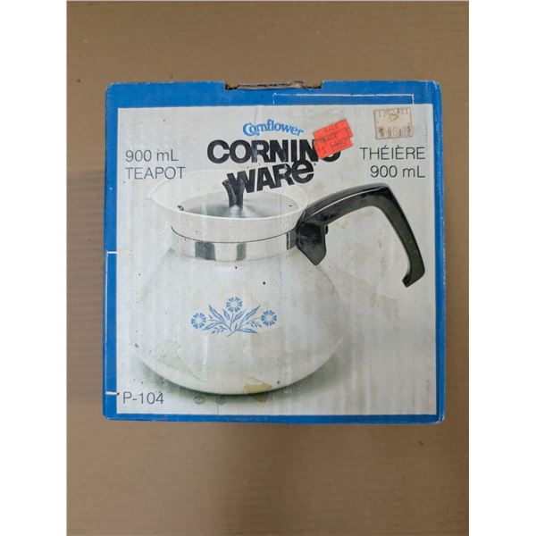 P-104 Cornflower Corning Ware 900 mL Tea Pot Original Box Factory Sealed