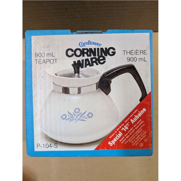 P-104-S Cornflower Corning Ware 900mL Tea Pot Original Box Factory Sealed