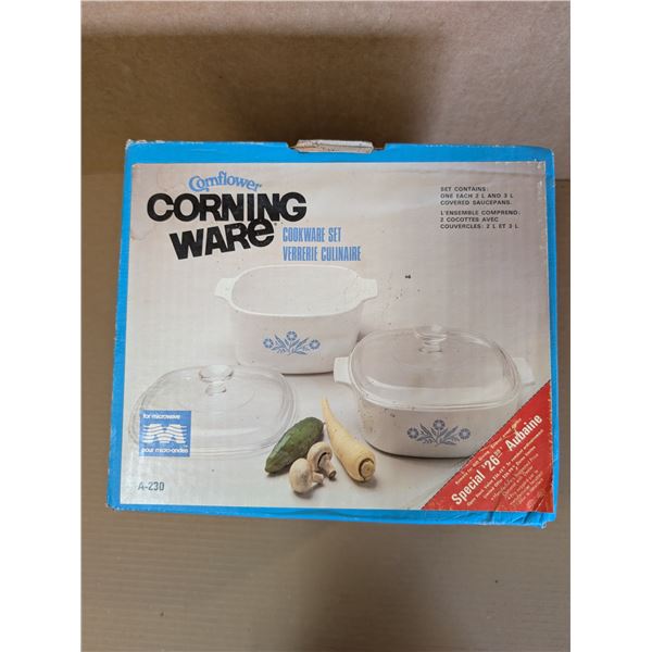 A-230 Cornflower Corning Ware Cookware Set Original Box factory Sealed
