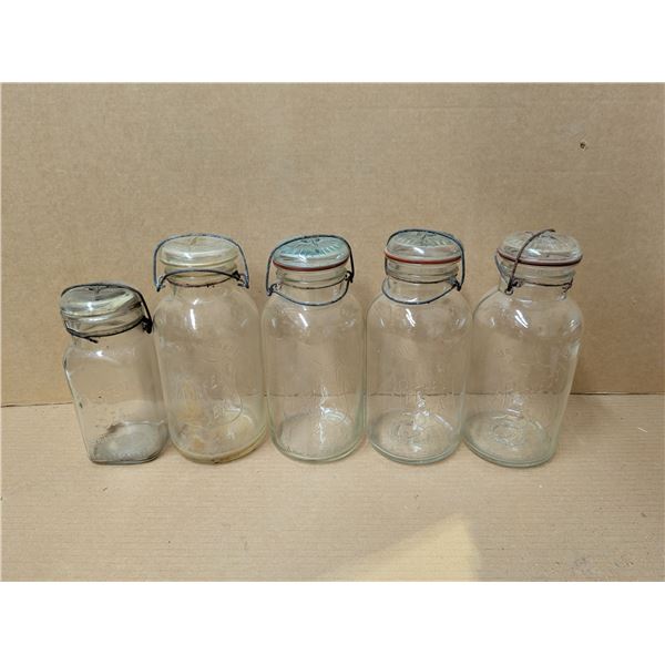 (5) Vintage "Perfect Seal" Made In Canada Wide Mouth Jars