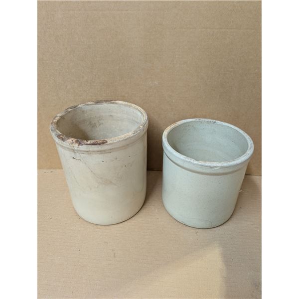(2) Vintage Crock Containers