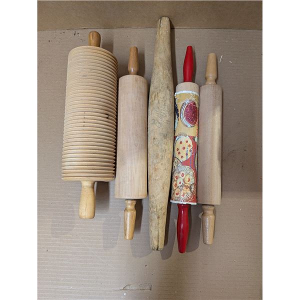 (5) Vintage Wooden Rolling Pins (1) Kruskal Vintage Rolling Pin