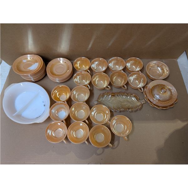 Lot of Vintage Fire King Dishware (Tea Cups, Saucers, Divided Dish, and etc.)