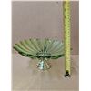Image 2 : (4) Vintage Green Glass Bowls Art Deco Period and (1) Floral Glass Pedestal