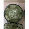 Image 5 : (4) Vintage Green Glass Bowls Art Deco Period and (1) Floral Glass Pedestal
