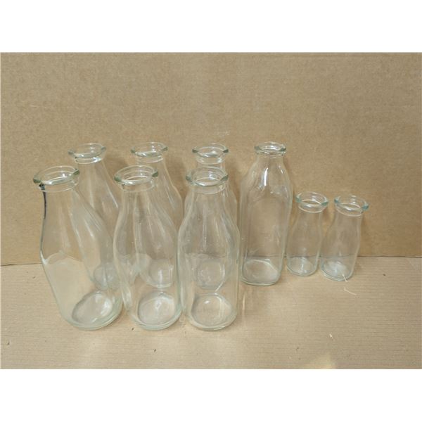Lot of (9) Vintage Milk Glass Bottles