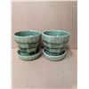 Image 1 : (2) Vintage McCoy Pottery Green Basket Weave Flower Pots