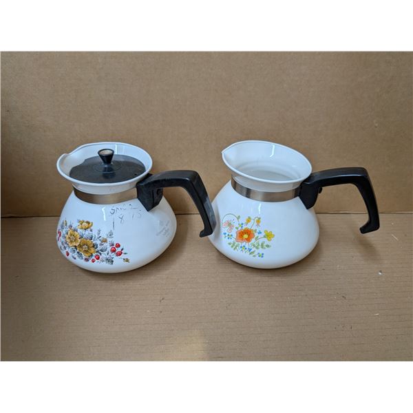 (2) Corning Ware 900mL teapots Floral Designs