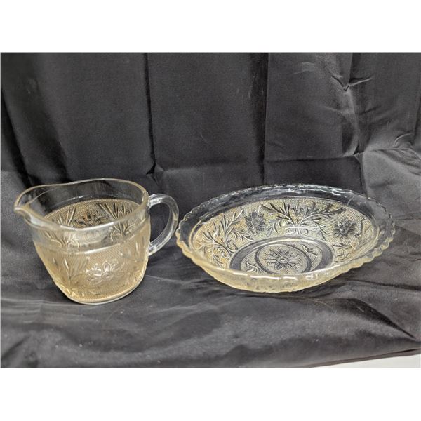 Vintage "Sandwich Clear" Anchor Hocking Depression Glass (Oval Serving Bowl)