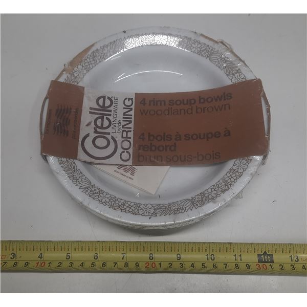 Corelle Livingware by Corning - 4 Rim Soap Bowls Woodland Brown. (Sealed Pack)